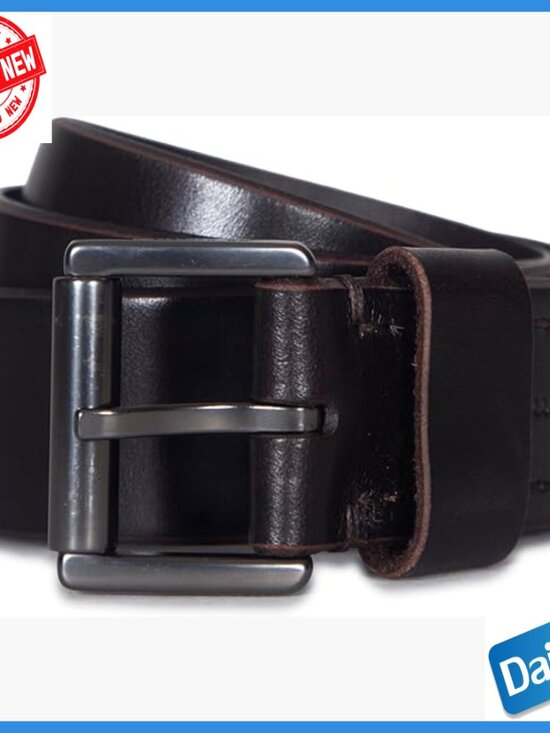 Other - Men's 1.5 Inch Leather Belt, Feather Bevel Edge, Adjustable Roller Buckle